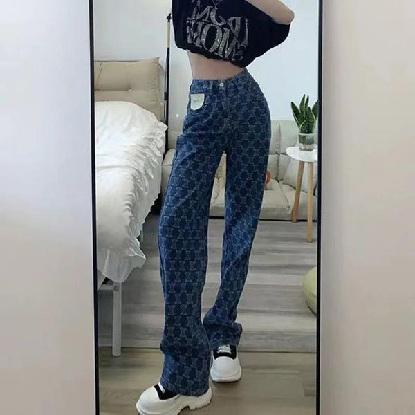 Jeans streetwear fashion coréen jeans femme hauteur taille y2k pantalon sac à amplificateur chaud imprimement pantalon large pantalon décontracté en denim pantalon