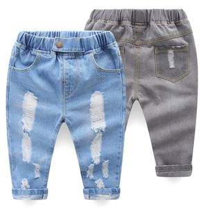 Jeans Summer Girls Baby Kids jeans voor kinderen jongens gaten leggings denim broek peuter kinderkleding 1 2 3 4 5 6 7 jaar 230512