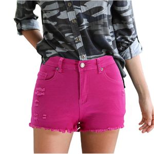 Jeans shorts d'été européens pantalons chauds américains vêtements élastiques denim femmes taille haute shorts trois pièces pantalons D666H3