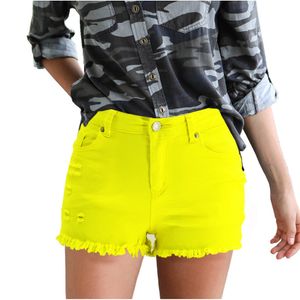 Jeans shorts d'été européens pantalons chauds américains vêtements élastiques denim femmes taille haute shorts trois pièces pantalons D666H4