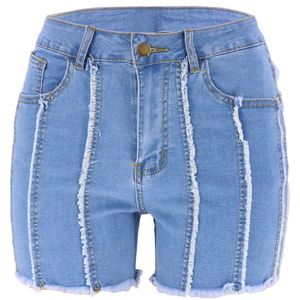 Jeans Summer Shorts Losse broek Donkere hoge taille zwarte stiksel shorts temperamentforens skinny jeans dk032