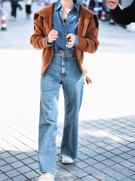 Jean d'été taille haute pour femmes, jambes larges, nouveau pantalon en Denim droit et fin assorti avec tout