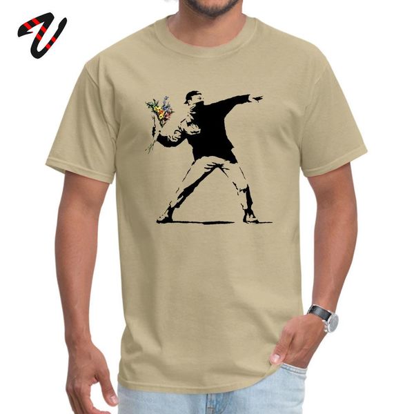 Jeans Swag Banksy Flower Thrower T-shirts 100% coton Tissu Hommes Tshirt Hommes T-shirts Nouveauté Street Art Designer Rebel Tees Oversize