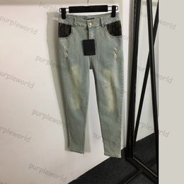 Jeans Lavados Por Mujeres Para Hacer La Moda Antigua Rasgados De La Vejez Con Bolsillos De Cuero Vaqueros Ajustados Decorados Pies Pequeños