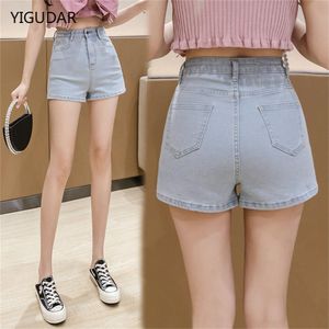 Jeans White Jean Shorts Women Women Summer High Tailed Solid Hot Short Jeans For Ladies Elastic High Taille Denim Shorts Vrouwen zomer