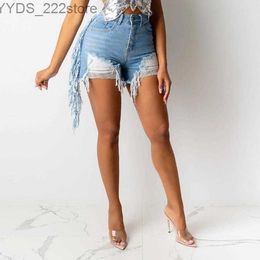Jeans Groothandel-Hot dames Jeans Denim zomer broek Knop Kwastje Jean Hoge Taille Vetersluiting Slanke Sexy Shorts 240304
