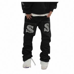 Jeans avec imprimé droit Baggy Punk Fi Harajuku Pantalon imprimé surdimensionné Streetwear Y2K Noir Trendyol Hip Hop Man Y7IL #