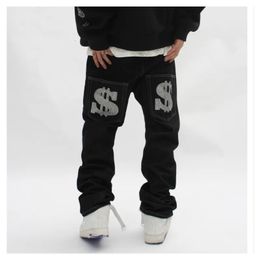 Jeans con estampado recto baggy punk moda para hombre harajuku pantalones impresos de gran tamaño streetwear y2k negro trendyol hip hop hombre 240228