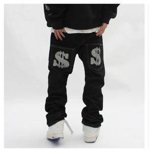 Jeans avec imprimé droit Baggy Punk hommes mode Harajuku pantalon imprimé surdimensionné Streetwear Y2k noir Trendyol Hip Hop homme 240228
