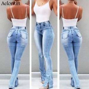 Jeans femme femme 2021 lavage rétro hanches élastiques Style sud-américain jambe large Flare grande taille femmes