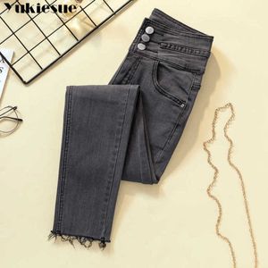 Jeans femme femme Denim pantalon noir gris femmes Donna Stretch bas Feminino maigre pour femme pantalon grande taille 210608