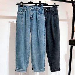 Jeans Mujer cintura alta suelta talla grande cremallera longitud completa pantalones harem de mezclilla femeninos 4xl 5xl 6xl 240229
