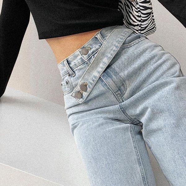 Jean femme ample petit ami jean 2021 sarouel Vintage lavé taille haute jean maman décontracté à la mode Denim pantalon Mujer