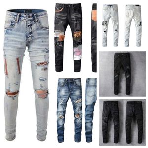 Jeans mens de créateur jeans mens jeans nouveau mode cool mode mid régulier long jean zipper fly rock revial broderie quilting ripped for Trendy Brand vintage