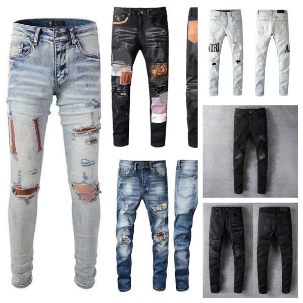 Jeans mujer diseñador jeans jeans para hombre New Fashion cool style mid regular long jean zipper fly rock revial bordado acolchado rasgado para la marca de moda vintage