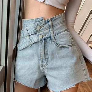 Jeans vrouwen onregelmatigheid hoge taille denim shorts 2022 solide shorts jeans casual sexy mode streetwear hot bottoms