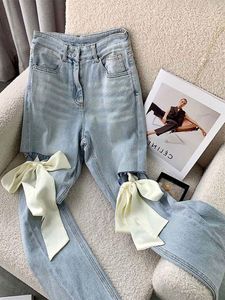 Jeans femmes jeans Baggy Trendy Bow Clij à l'évacuation Pantalon Ladies Vêtements Summer 2022 Fashion High Street Style Hiphop Style Holetrousers Trend