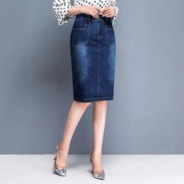 Jeans Donna Jeans Gonne skinny Blu Ragazze Vita alta Casual Gonna a tubino in denim Gonne al ginocchio femminili P2490