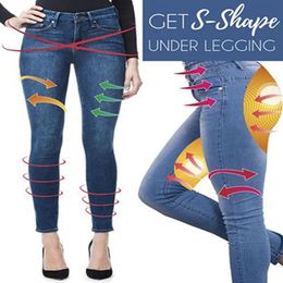 Jeans Femmes Jambes Façonnant Leggings Faux Jeans Pantalon Pullon Skinny Pantalon Élastique Push Up Slim Stretch Crayon Dames Jeggings Nouvellement