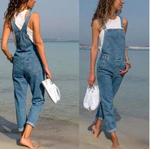 Jeans Women's Denim Jumpsuit Femmes Barboteuse Dames Jeans Pantalon Femme Lâche Ensemble Long Denim Pantalon Femme Combinaisons Salopette Jeans