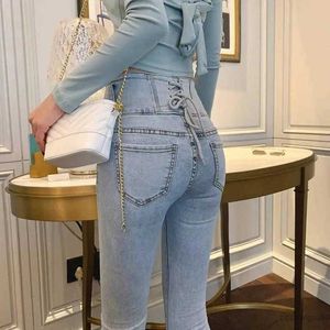Jeans vrouwen met hoge taille sexy jeans slanke denim potloodbroek vrouwelijk broek femme mujer herfst lente streetwear outfits broek