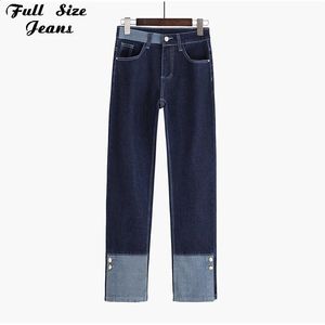 Jeans dames streetwear contrast kleur capris rechte jeans 2xl vriendje gescheurd patchwork baggy indie negende denim capris y2k broek