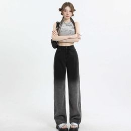 Jeans dames 2024 lente/zomer nieuwe tencel gradiënt hoogwaardige lyocell stof ultra dunne slanke brede been broek