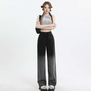 Jeans Womens 2024 printemps / été Nouveau gradient TENCEL Pantalon de la jambe large lyocell de haute qualité