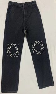 Jeans dames designer broek dames benen open vork recht los afslankende jeansbroek merk dameskleding borduren afdrukken casual alledaagse broek het hele seizoen