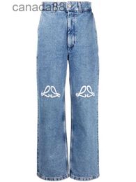 Jeans dames designer broek benen open vork strakke capris denim broek vleece dikke dikke dikke warm afslank jean broek merk vrouwen kleding borduurwerk h3mf