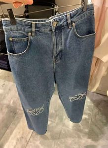 Jeans dames designer broek benen open vork strakke capris denim voeg fleece dikke dikke dikke dikke slanke broeken merk kleding borduurwerk anime hoodie