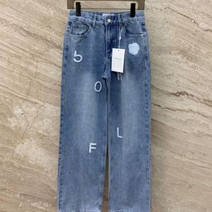 Jeans damesontwerper ongedefinieerde broek dames broek peervormige figuur petite geborduurde letters hoge taille rechte jeans American High Street Smokey Good