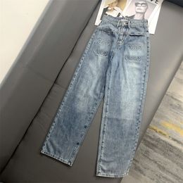 Designer Femme's Jeans UNDEFINED printemps et d'été classique simple pantalon imprimé droit à taille haute