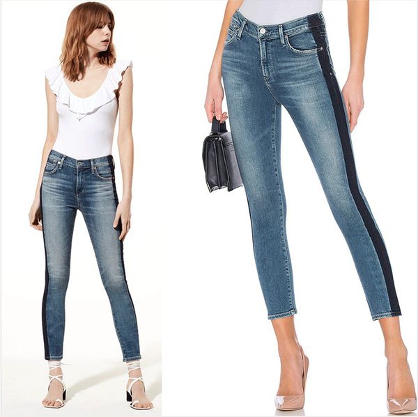 Jeans Womens High Street Diseñador Piernas ABIERTA ABIERTA CARDE TRANDO Pantalones de mezclilla elástica de mezclilla