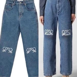 Jeans dames high street designer broek benen open vork strakke capris borduurwerk denim broek warme jean broek modemerk