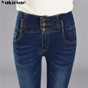 Jeans dames hoge taille zwarte vintage denim long potlood broek plus mize 34 vrouw camisa feminina dame dikke broek 210608