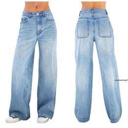 Jeans Womens hoge taille losse wijde pijpen