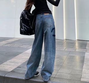 Jeans femmes taille haute concepteur droit à travers les pantalons à jambes larges montrent des pantalons décontractés pour femmes minces taille S-L