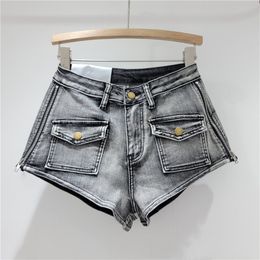 Jeans dames shorts Summer Nieuwe Hot Girl Hot Pants met zijkant ritsontwerp gewassen verontrust met drie punten denim shorts sexy