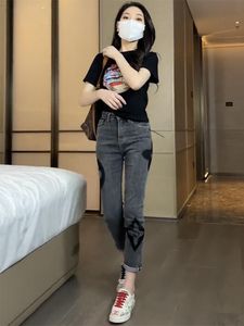 Jeans y2k jeans nieuwe losse rechte jeans dames dikke mm slanke Koreaanse versie mode niche sigarettenpijp broek