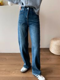 Jeans ZHISILAO jean droit doux femmes Vintage classique Stretch coton bleu Denim pantalon automne 2023