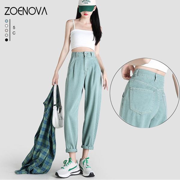 Jeans ZOENOVA vert Jean femmes sarouel maman Jean 2022 corée mode automne nouvelle femme Jean pantalon Streetwear Denim pantalon 5 couleur tendance