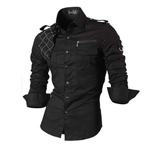 Jeansian Hommes Chemises Habillées Décontractées Mode Desinger Élégant Manches Longues Coupe Slim 8371 Noir2 220323