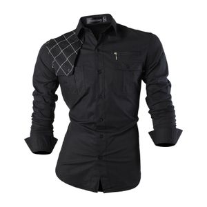 Jeansian Men's Casual Dress Shirts Fashion Desinger Stylish Long Sleeve K371 Black2 231220