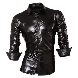 Jeansian Mode Jurk Casual Shirts Button Down Long Sleeve Slim Fit Designer Black LJ200925