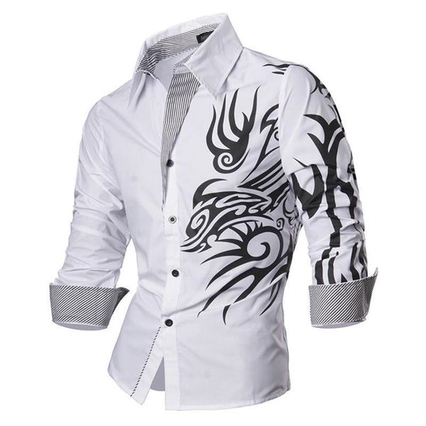 Robe de mode des hommes de jeansien Bouton sur les manches longues Slim Fit Z001 White2 LJ200925