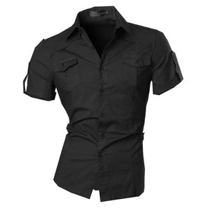 Jeansian Camisas de vestir casuales de manga corta de verano para hombres Moda elegante 8360 220321
