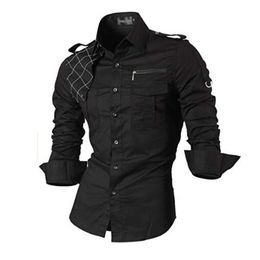 Jeansian Hommes Chemises Habillées Décontractées Mode Desinger Élégant Manches Longues Slim Fit 8371 Noir2 220721