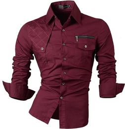 Jeansian hommes tenue décontractée chemises mode Desinger élégant à manches longues K371 WineRed 240227