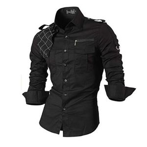 Jeansian Hommes Chemises Habillées Décontractées Mode Desinger Élégant Manches Longues Slim Fit 8371 Noir2 220725